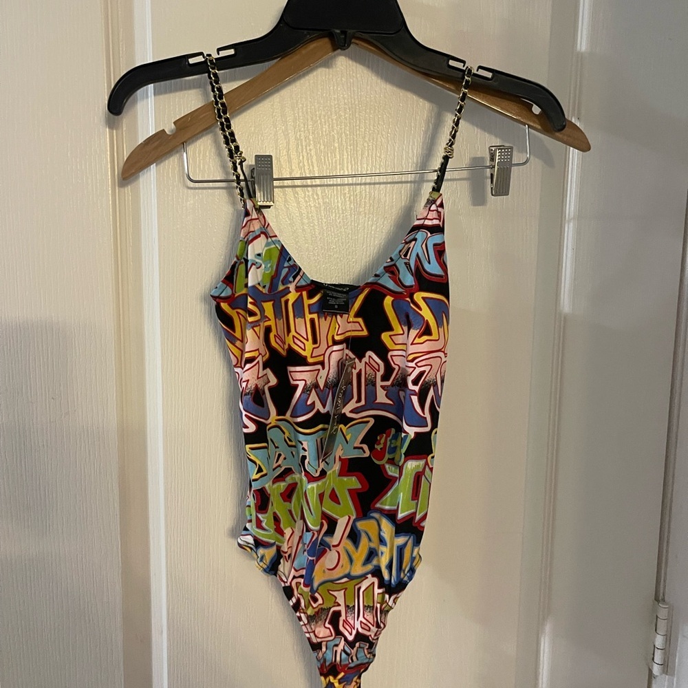 Colorful Graffiti Print Bodysuit